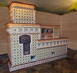 Облицовка печи керамической плитки